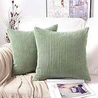 ADMOZ Decor Pillow Covers Soft Decorative Striped Corduroy Velvet Square Summer Mustard Throw Pillow Sofa Cushion Covers Set Couch, 2 Pack, 18 x 18 inch (45cm) (Stype-12)