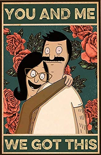 Aperiy Bob's Burgers Family Tin Signs Unique Metal Bar Wall Plaque Decor Vintage Kitchen Tin Sign 12"x8" Inch