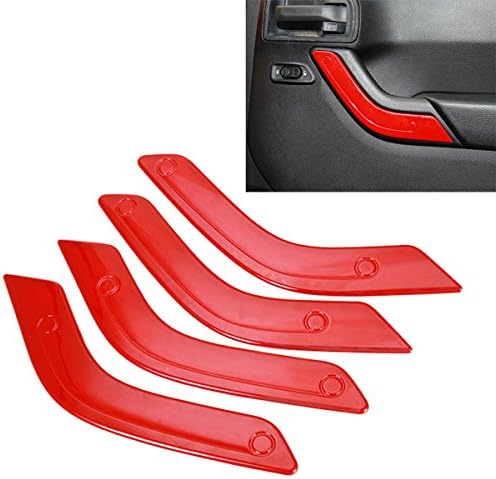 4pcs/set Red ABS Interior Decoration Cover Trim Kit for Jeep Wrangler 4 Door 2007-2016 (For Inner Door Handle)