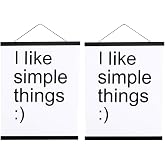 2 Pack Magnetic Poster Hanger Frame, 24x36 24x32 24x18 Light Wood Wooden Magnet Canvas Artwork Print Dowel Poster Hangers Frames Hanging Kit (Black, 24", 2 Packs)