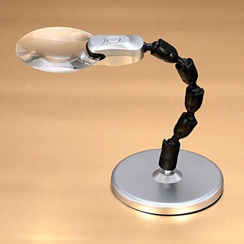 IAGW Desktop Reading Magnifying Glass LED Illuminating High Clarity 2.5X/6X Foldable Lightweight for Watch Repairing 230x120x190mm