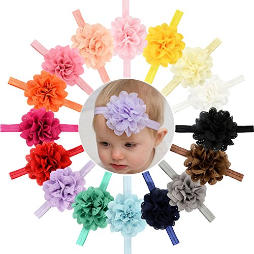 16pcs Baby Girls Headbands Flowers Soft Hairband for Baby Girls infants toddlers