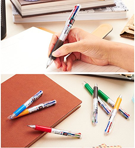 Ipienlee Multinational Retractable Ballpoint Pens 0.7mm 4 Color Ink (Black, Blue, Red, Green) in One Ballpoint Pen, Pack of 12