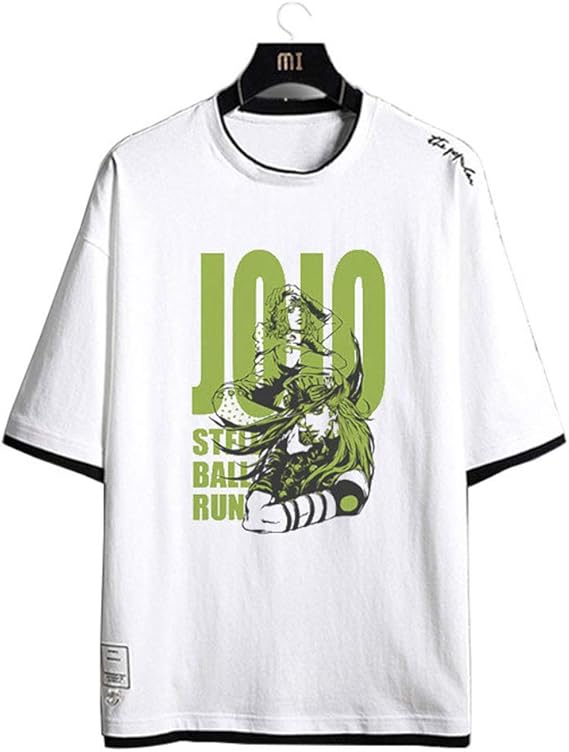 Amazon ジョジョの奇妙な冒険 印刷 T シャツ コットン ラウンド ネック 半袖 男性女性 日本アニメ T シャツ ファッションカジュアル アニメファン シャツ 通販