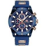 Men's Chronograph Analog Quartz Watch with Date Luminous Waterproof Silicone Strap Casual Dress Wrist Watches