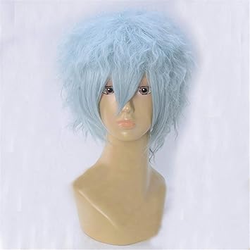 Xingwang Queen Anime Cosplay Wig Short Gray Blue Hair Synthetic Wigs With Free Cap Curly