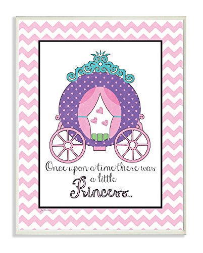 The Kids Room by Stupell Once Upon A Time There Was A Little Princess With Carriage Rectangle Wall Plaque, 11 x 0.5 x 15, Proudly Made in USA