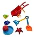 Beach Wheelbarrow Wagon Toy Set for Kids with Sand Shovel & Sifting Pans