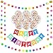 Happy Birthday Rainbow Banner Decoration Set | 16 Pack Bright Confetti Balloons Pre-Filled | 16FT Colorful Garland