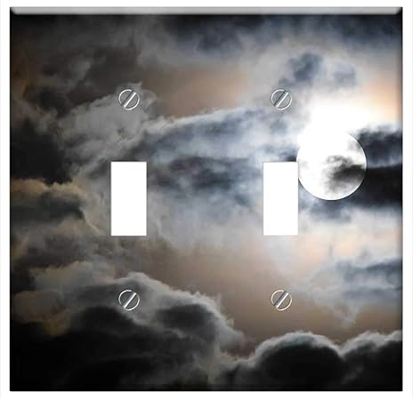 Switch Plate Double Toggle Full Moon Moon Moonlight Sky Clouds