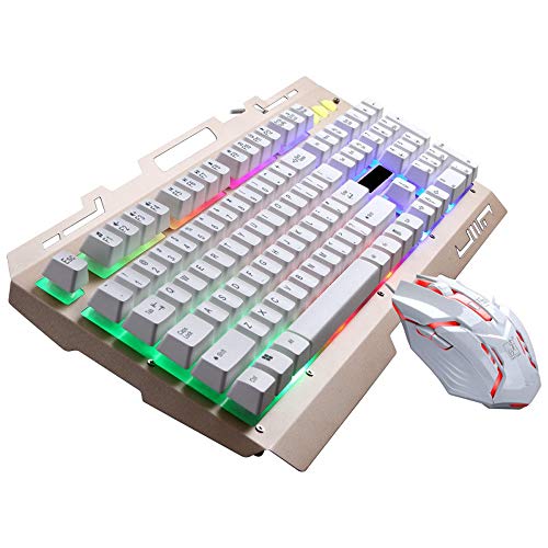 Radorock G700 LED Rainbow Color Backlight Gaming Game USB Wired Keyboard Mouse Set LOL
