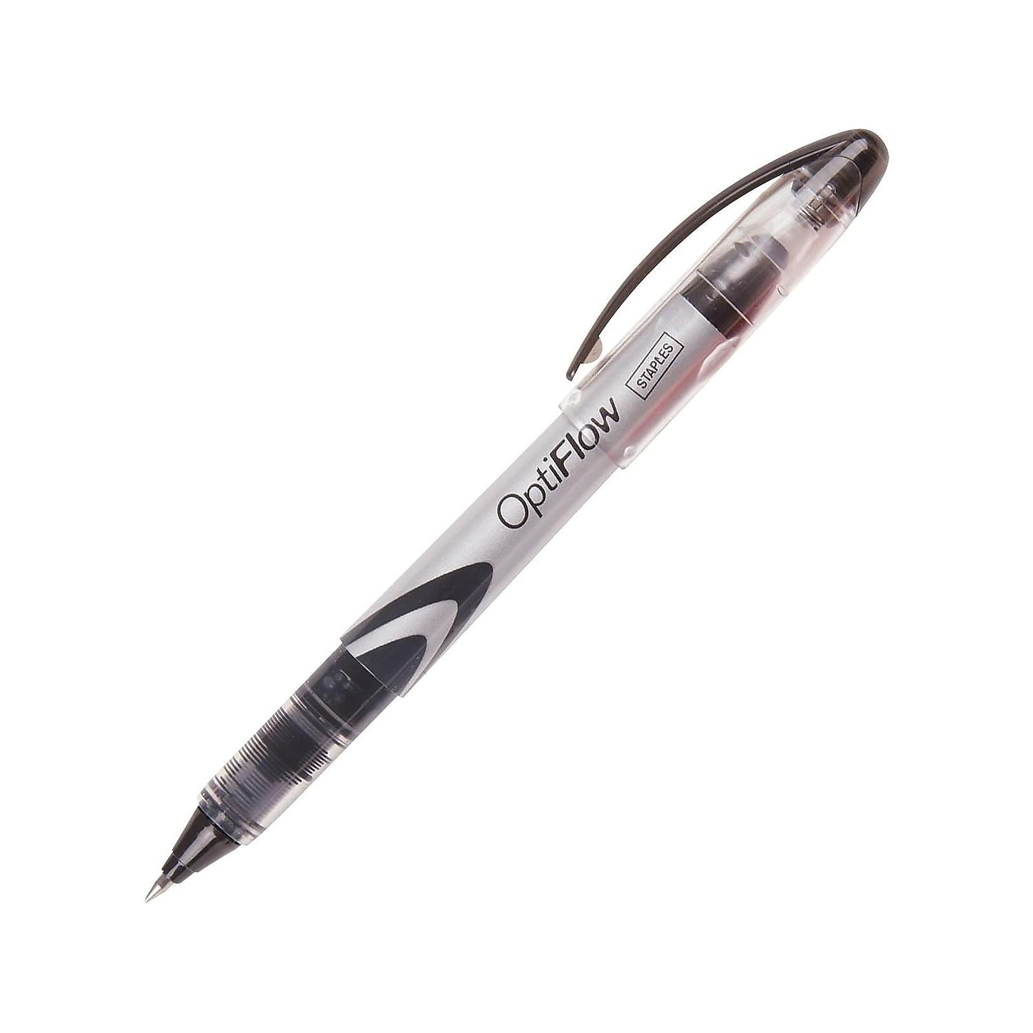 Staples OptiFlow Rollerball Pens, Fine Point, Black, Dozen by Staples