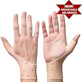 2 Breathable Gel Wrist & Thumb Support Braces for Right & Left Hand | Proven to Relieve Wrist & Thumb Pain Including Arthritis, Rheumatism, Carpal Tunnel | Soft, Comfortable & Light Weight