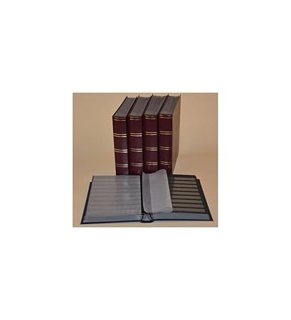 Goldhahn Briefmarkenalbum, Einsteckbuch, Einsteckalbum, 60 Schwarze Seiten, dunkelroter Einband -5er Karton Briefmarken für S