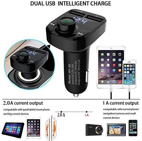 Omnam X8 Dual USB Car Charger Hands-Free Wireless Bluetooth FM Transmitter & Music Adapter, 2.0A & 1.0A Dual USB Port LCD MP3 Player which Supports TF Card and U Disk