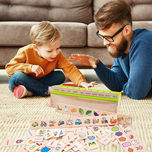 Wooden Montessori Toys for Toddlers Learning Activities Sorting Box Educational Toys Preschool Kindergarten Games Autism Toys Motor Skills STEM for Girls Boys Age 1-2 2 3 4 Year Old Kids Birthday Gift