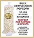 Gourmet Kettle Corn Popcorn-Bulk-Wholesale-5 Gallons-90 cups-60 oz -FREE SANITARY SCOOPER & 20 gift bags included!