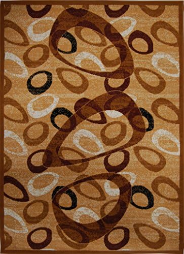 Ultra Sleek Oval Rings Modern 2x3 Area Rug Rugs Contemporary Carpet - Actual Size 1' 9" x 2' 11"