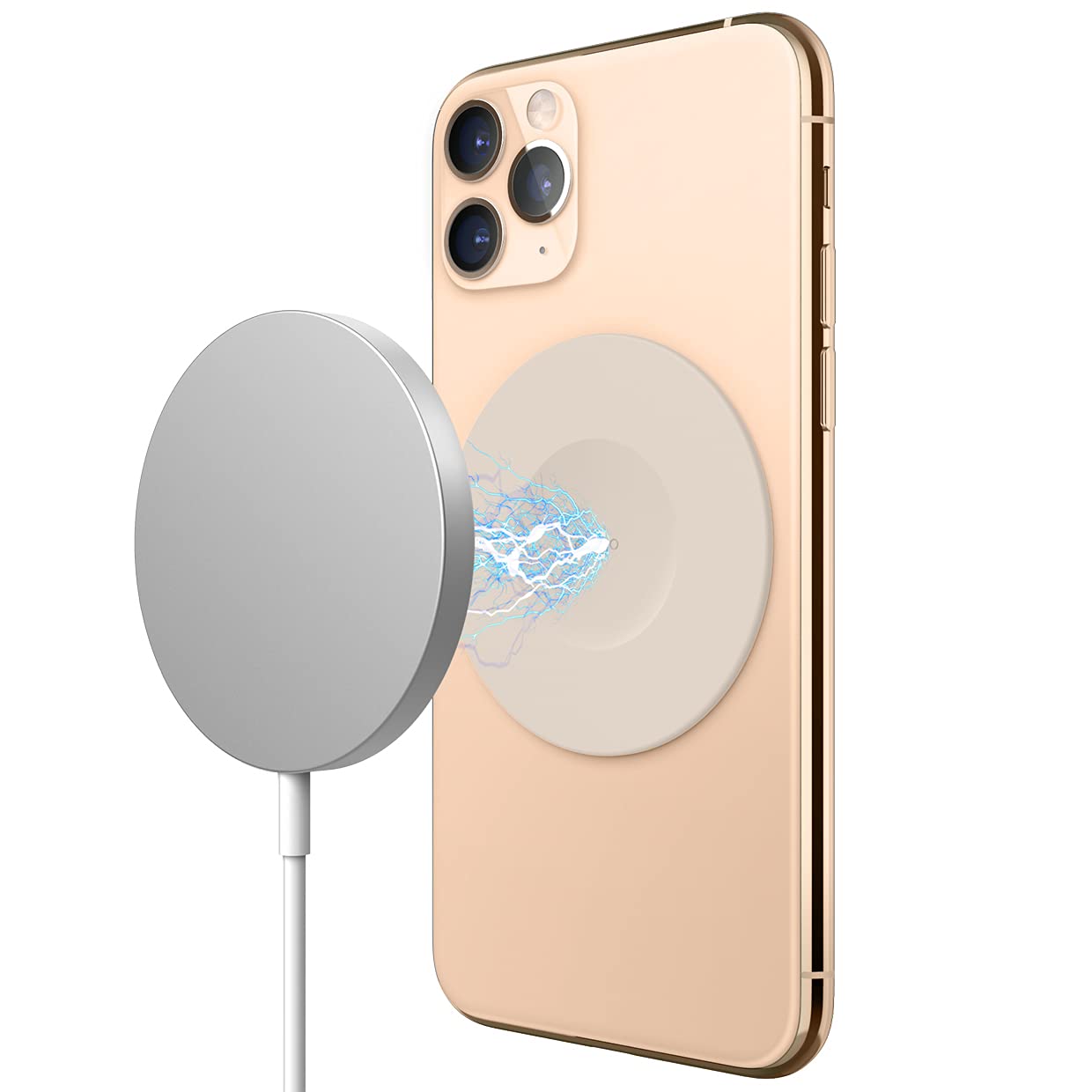 elago Magnetic Guide Sticker Compatible with Apple MagSafe Charger, Compatible with Wireless Charging iPhones and Compatible with Wireless Charging Galaxy Phones (Stone) โ image 1
