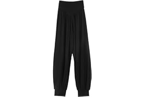 LingTing Black Dance Pants High Waisted Baggy Soft Wide Leg Trousers
