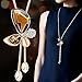 Merdia Long Chain Necklace Butterfly Pendant Sweater Necklace with Synthetic Created Crystals | Butterfly Jewelry | Charm Necklace Chain | Long Pendant Necklace for Women | Women Necklace | Golden Color