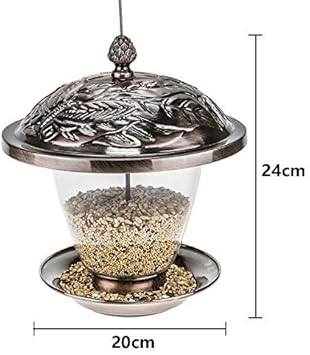 Mjy Outdoor Metal Bird Feeder With Lid Hanging Bird Food Cup Round
