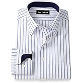 Paul Fredrick Men's Classic Fit Non-Iron Cotton Stripe Dress Shirt
