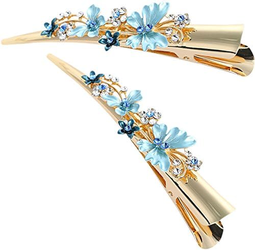 LiveZone 2-Count Stylish Large Hair Ornaments Women Girls Alligator Hair Clip Hairclip Ponytail Holder DIY Accessories Hairpins Non-slip Chic Styling Claw Hair Barrettes,Blue Butterfly