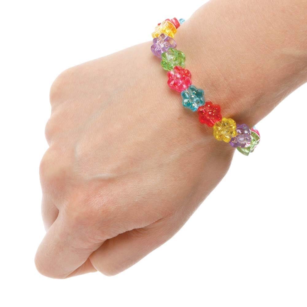 Baker Ross AX921 Flower Pony Beads, Pack of 300, Multi Coloured Embellishments for Children's Jewellery Making - Image 3