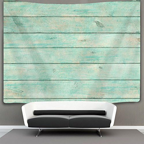 AMERICAN TANG Shabby Chic Wood Old Plank Turquoise Mint Wall Tapestry Hippie Art Tapestry Wall Hanging Home Decor Extra large tablecloths 40x60 inches For Bedroom Living Room Dorm Room