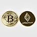 YaaNBit 2PCs Gold Plated Bitcoin/Ethereum Coins | Perfect Novelty Gift or Souvenir for Blockchain Enthusiasts