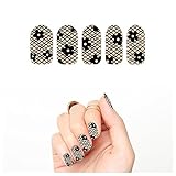Floral Flower Mesh Fishnet Pattern Nail Sticker Art Design - Nail Decals w/ Strips of 22 Nail Wraps & File