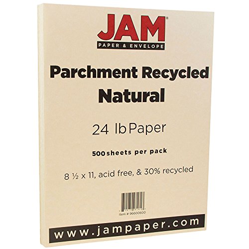 JAM PAPER Parchment Paper - 8 1/2" x 11" - 24lb Natural Recycled - 500 Sheets/pack