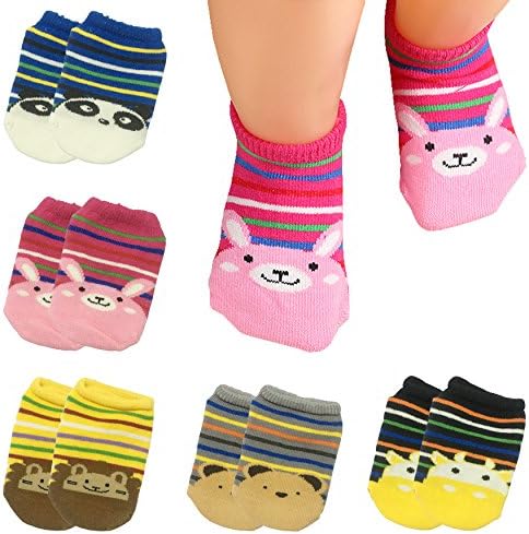 5 Pairs Baby Anti Slip Ankle Socks Toddler Non Skid Grip Cartoon No-show Boat Sock