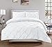 3 Piece Luxurious Pinch Pleat Decorative Pintuck Comforter Set - HIGHEST QUALITY, WRINKLE RESISTANT, ALL SEASON - Full/Queen, White