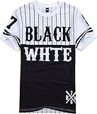 OVOY Mens Hipster Hip Hop Black and White Striped Baseball T shirt Tee Tops