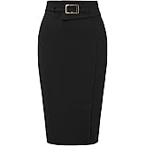 Hobemty Women's Pencil Skirt 2025 Knee Length High Waist Office Work Stretchy Bodycon Skirts