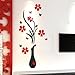 Canserin Clearance DIY 3D Vase Flower Tree Crystal Wall Stickers (A)