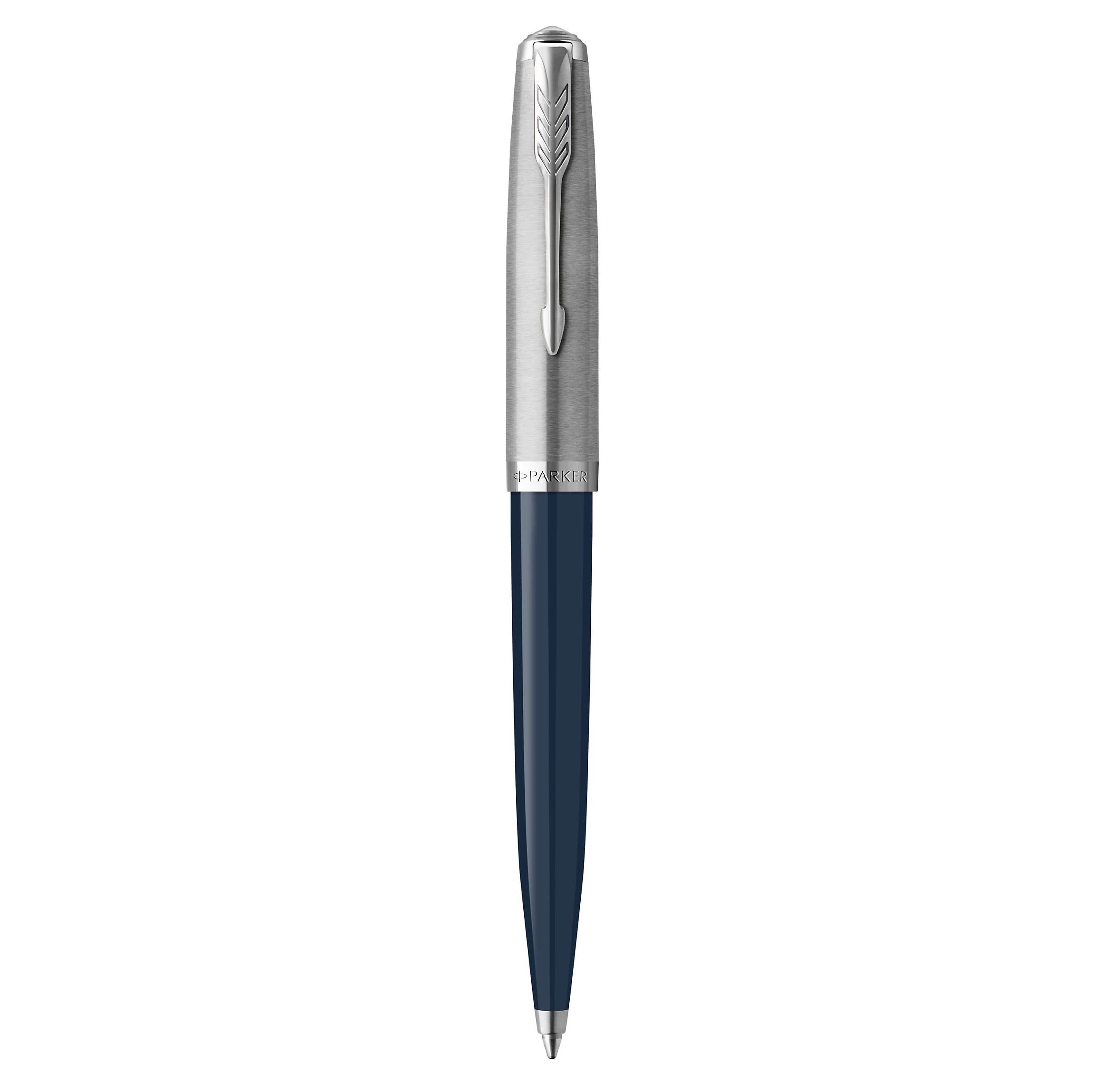 Parker 51 Ballpoint Pen | Midnight Blue Barrel with Chrome Trim | Medium Point with Black Ink Refill | Gift Box