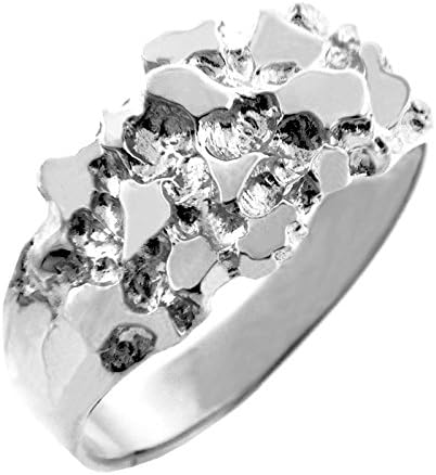 Polished 925 Sterling Silver Nugget Ring "The Knight" for Men (Size 15.75)