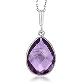 Gem Stone King 6.50 Cttw Amethyst Teardrop Pendant Necklace For Women | 925 Sterling Silver | Pear Shape 16X12MM | Gemstone Birthstone | With 18 Inch Silver Chain