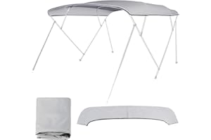 EAST CAPTAIN 4 Bow Bimini Top Replacement Cover Waterproof 600D Sun Shade Boat Canopy with Storage Boot,Blue/Gray 54''-103''W x 96''L x 54''H