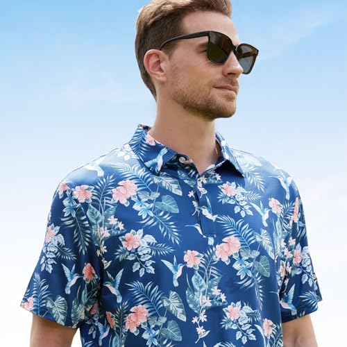 BRISIRA COOLING GOLF POLO SHIRTS MEN LIGHTWEIGHT SHORT SLEEVE LOOSE FIT UNTUCKED MOISTURE WICKING 4-WAY STRETCH UPF50+