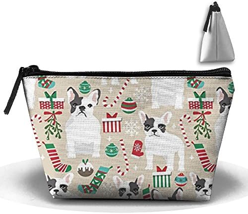 French Bulldogs Christmas Toiletry Bag-Portable Travel Organizer Cosmetic Make Up Bag Case For Women Men Shaving Kit With Hanging Hook