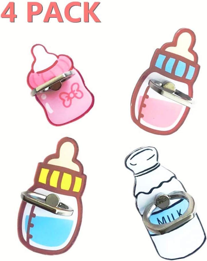 Phone Finger Ring Stand Bracket Holder Smartphone Grip Stand Holder 360 Degree Rotating Sticky Cute Phone Ring Adjustable for Mobile Cell Phone Cases,Feeding Bottle Pattern (Bottle)