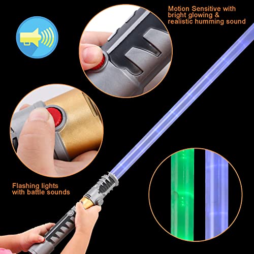 Liberty Imports 12-Pack LED Light Up Sabers - Retractable Motion-Activated With Sound FX
