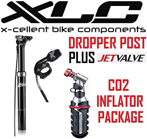 Roaduserdirect Packages XLC 30.9mm x 350mm Cable Operated Dropper Bike Seat Post & Jet Valve CO2 Tyre Inflator Package