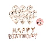 Rose Gold Birthday Party Decorations | Happy Birthday Banner & 18 Inch Confetti Balloons Set | Perfect for Bachelorette Bridal Shower Engagement Graduation Sweet 16 or 30th Birthday Decorations | 25Pc