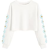 Dellytop Kids Crop Tops Girls Long Sleeve Tee Shirts Cute Daisy Pinted Fashion Sweatshirt Pullover Top