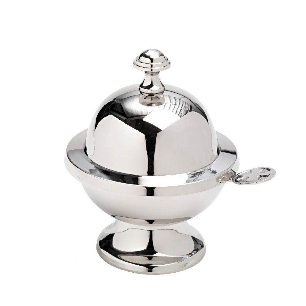 NKlaus vessel with spoon incense holder incense burner nickel plated 1317